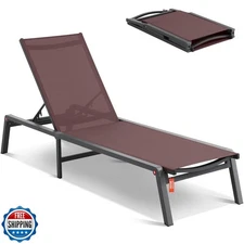VEVOR Chaise Lounge Chair Outdoor, Aluminum Patio Lounge Chairs with Adjustab