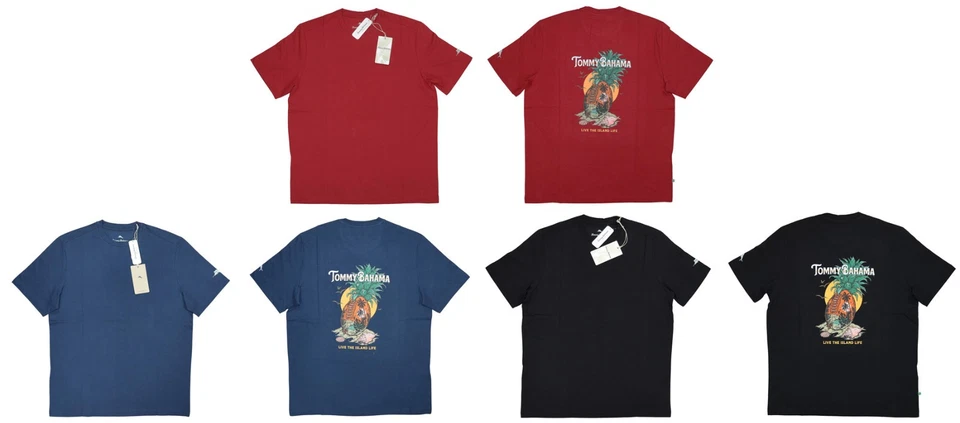 Tommy Bahama Pineapple Paradise Fútbol Manga Corta Cuello Redondo Hombres Camiseta Nueva con Etiquetas