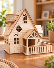 DIY Wooden Dollhouse Kit 3D Miniature House Model Craft Decor Free Ship US