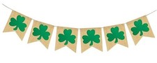 Rustic Shamrock Garland  Burlap Shamrock Garland Banner  St. Patricks Day