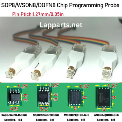 4pcs Sop8 Wson Chip Programming Chip Burner Cable for Chip Testing and Electroni