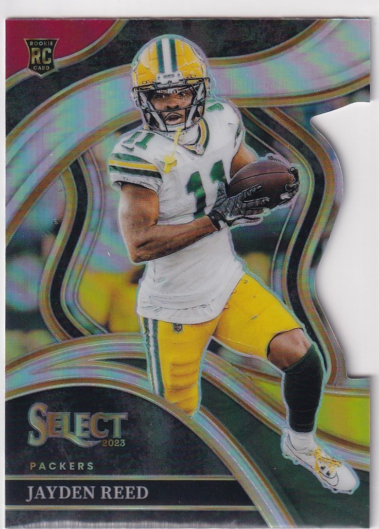 2023 Panini Select - Club Level Jayden Reed #258 Red & Yellow Prizm Die-Cut (RC)