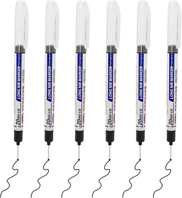 6PCS Deep Hole Marker Pens，Waterproof Construction Markers Marking Tool, Permane