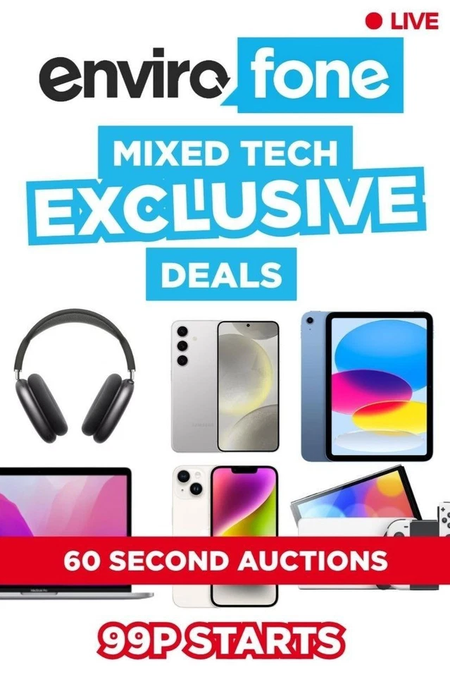 Envirofone 📲 eBay LIVE 🔔 Mixed Tech Auction Listings‼️ 99p Starts⭐