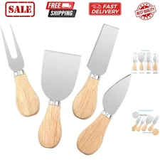 4 PCS Cheese Knife Set for Charcuterie Board, Wood Handle Stainless Steel Che...