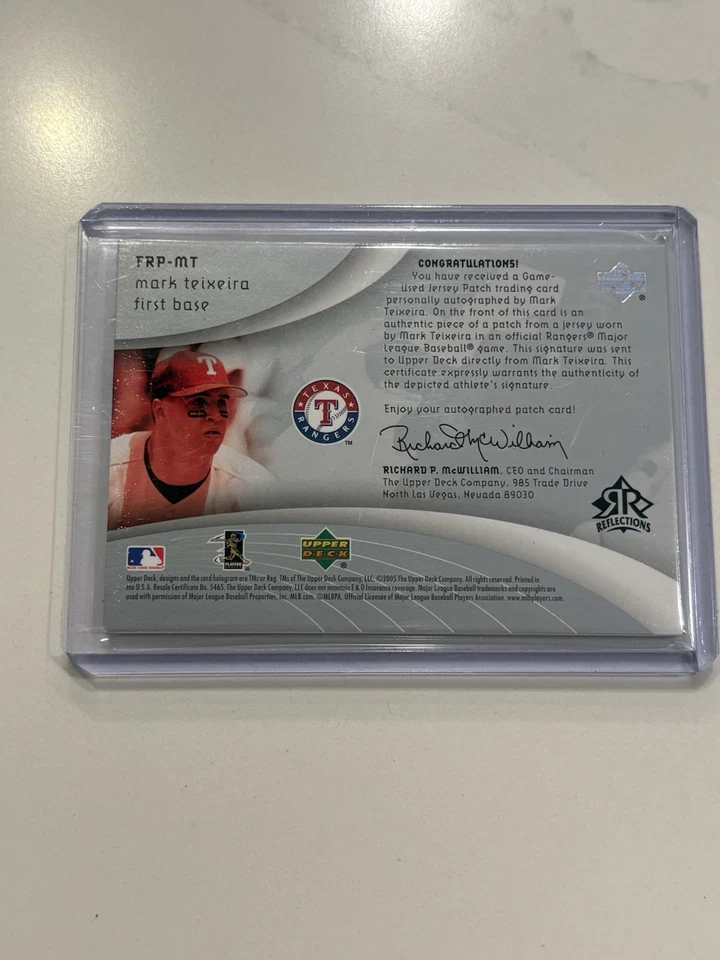 2005 Upper Deck Reflections Mark Teixeira Fabric Reflections Auto Patch /50 - Image 2 of 2