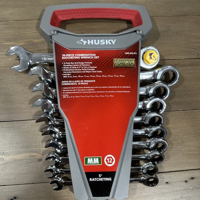 #ad Husky Combination Wrench Set Ratcheting Metric Hand Tool 1O Piece $34.99