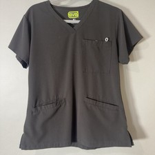 ave Medical Scrub Top Black Size S Solid V-Neck Short Sleeve Poly Blend 55873