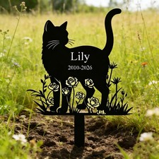 Personalized Cat Grave Marker ,Pet Memorial Garden Stake ,Custom Metal Cat Name