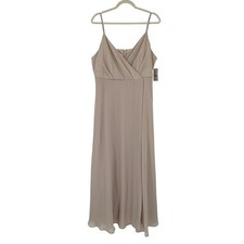 Birdy Grey Kaia Chiffon Dress Neutral Champagne 1X Bridesmaid Maxi NWT