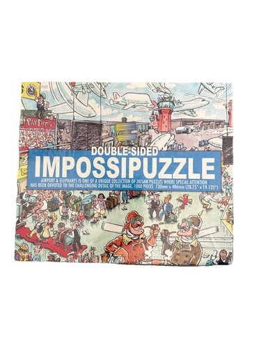 Impossipuzzle Double Sided Airport & Elephants 1000 Piece Jigsaw Puzzle NEW - Picture 2 of 3