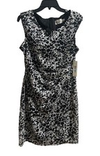 Eliza J Lace Cocktail Dress Sequin Accent Sheath Black White Shimmer NEW Sz 16