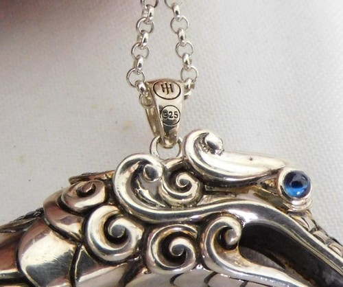 JOHN HARDY STERLING & BLUE SAPPHIRE NAGA DRAGON PENDANT & 34" NECKLACE - Picture 11 of 12