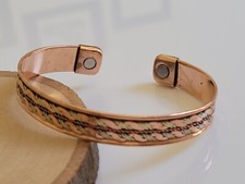 Pure Copper Magnetic Bracelet Copper Arthritis Therapy Cuff Bangle 2 Line 2 Tone