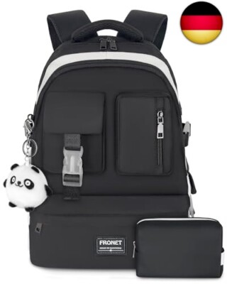 FRONET Schulrucksack Mädchen Teenager Rucksack Tagesrucksack Damen 16 Zoll 