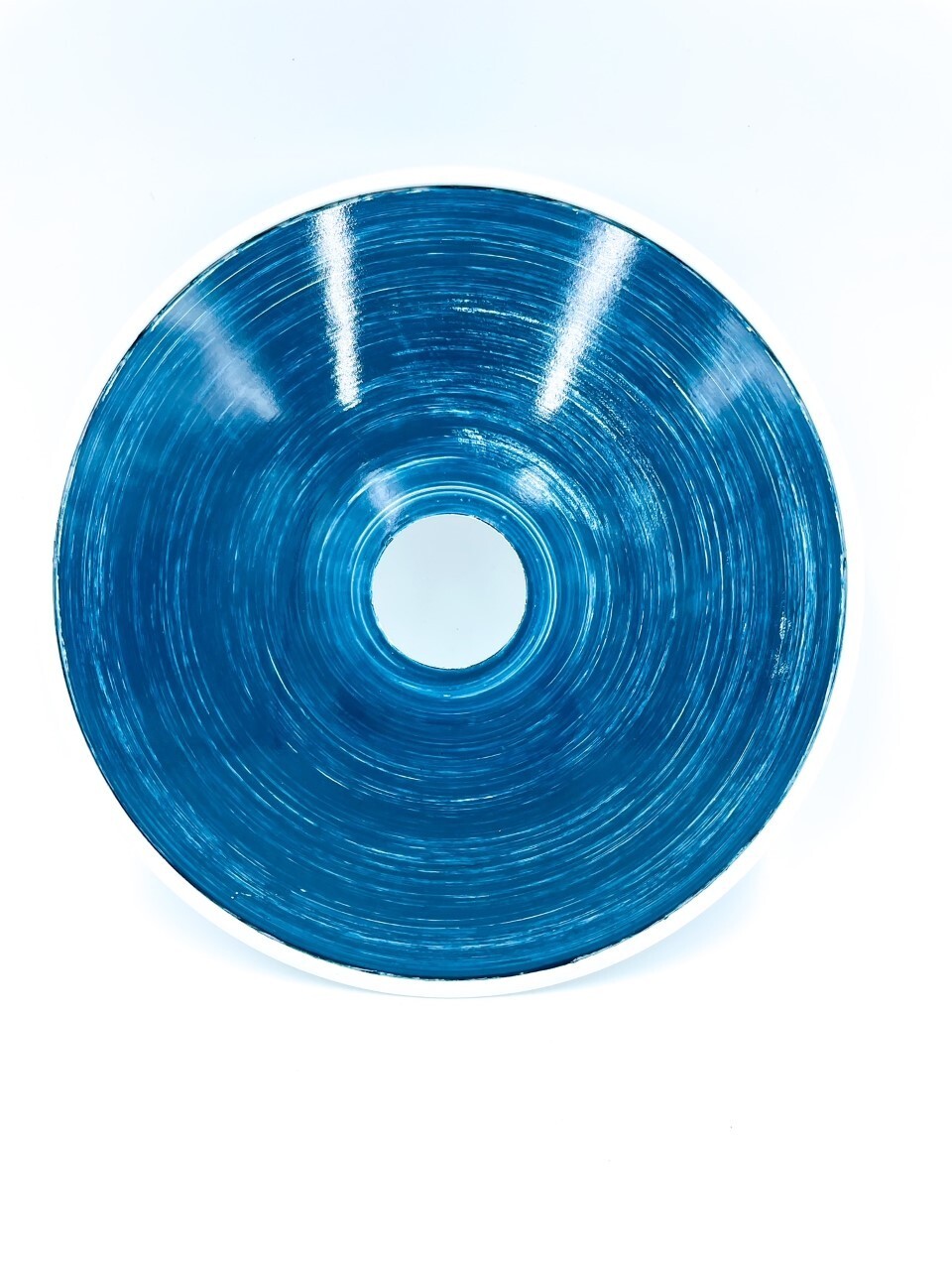 Piatto in ferro colorato bianco e blu ricambio per lampade e lampioni da 23 cm