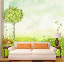 3D Small Green Tree 3402NA Wallpaper Wall Mural Removable Self-adhesive Fay
