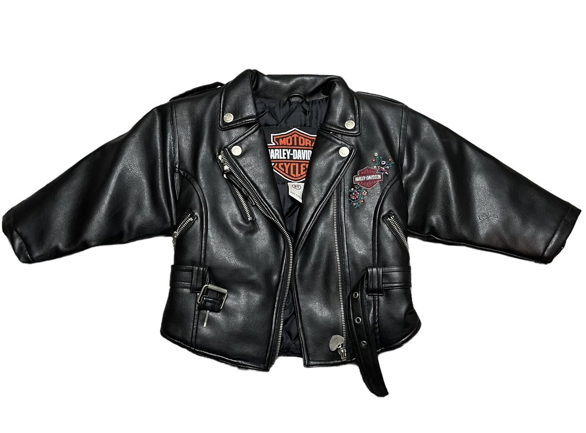Harley Davidson Girls Jacket Size 3T Floral Black Motorcycle Harley Davidson Girls Jacket Size 3T Floral Black Motorcycle