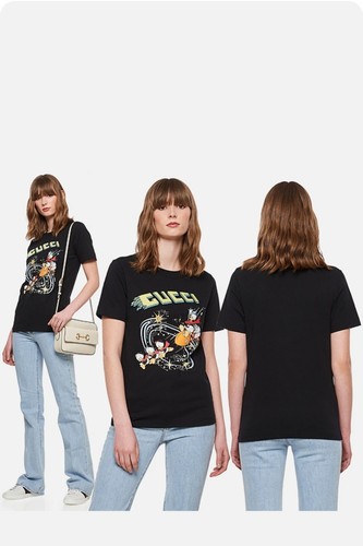 New GUCCI X DISNEY DONALD DUCK Rocket Embroidered Logo Cotton Jersey T-shirt XXS - Picture 16 of 19