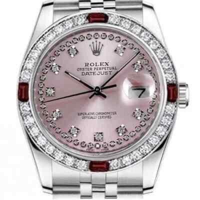 Rolex Datejust 36 mm Metallic Pink String Diamond Dial Ruby & Diamond Bezel