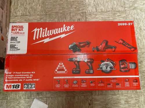 Milwaukee M18 18V Lithium-Ion Cordless Combo Kit (7-Tool) with One 3.0Ah and One 1.5Ah Battery, Charger and Tool Bag