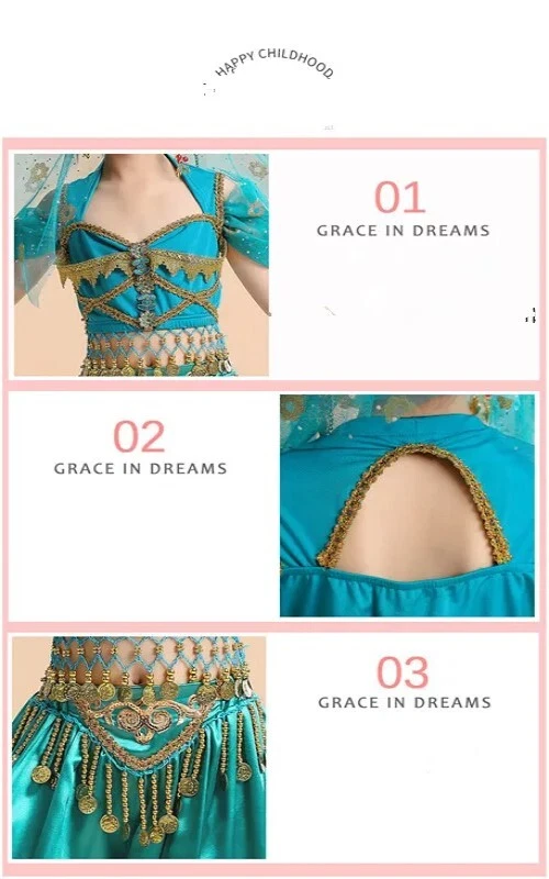 Girl Halloween Indian Princess Belly Fancy Outfit Costumes Dance Cosplay Arabian - Image 3 of 4