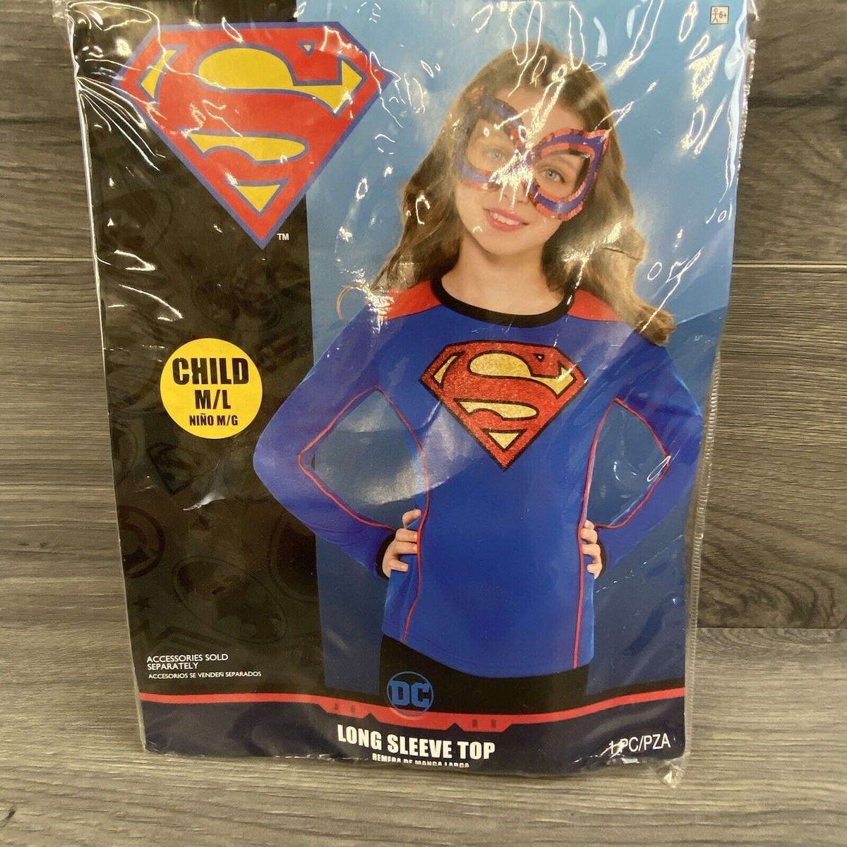 DC COMICS SUPERGIRL LONG SLEEVE TOP SHIRT SUPERMAN LOGO BLUE CHILD