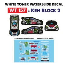 WT157 White Toner Waterslide Decal KEN BLOCK 2 For Custom 1:64 Hot Wheels