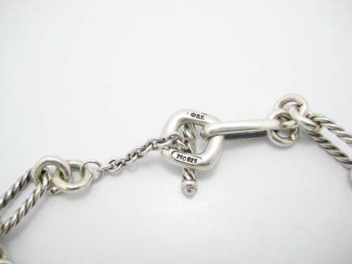 David Yurman Sterling & Gold Light Green Jade Toggle Cable Chain Necklace 19" - Picture 5 of 7