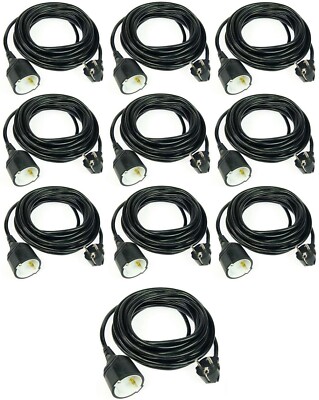 10x 7,5 m Verlängerungskabel Schuko Strom Verlängerung Kabel H05VV-F schwarz TÜV