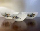 Vintage Arcopal  Fruits De France French Milk Glass Bowl Set Nesting Set 3 Bowls