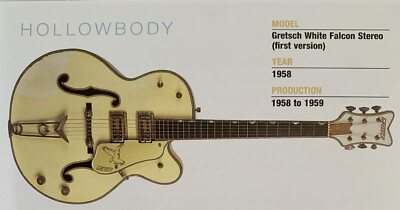 1958 Gretsch White Falcon Stereo Hollow Body Guitar Fridge Magnet 5.25x2.75'' NEW