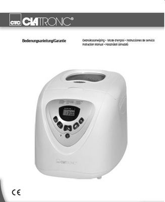 Clatronic Bread Machine Manual BBA3449, BBA3505, BBA2721