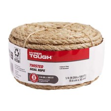 Natural Sisal Twisted Rope 1/4 Inx100 Ft UV Resistant Biodegradable Strong Fiber