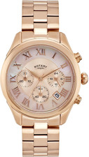 Rotary Womens Chronograph Quartz Watch with Rose Gold Bracelet Strap
