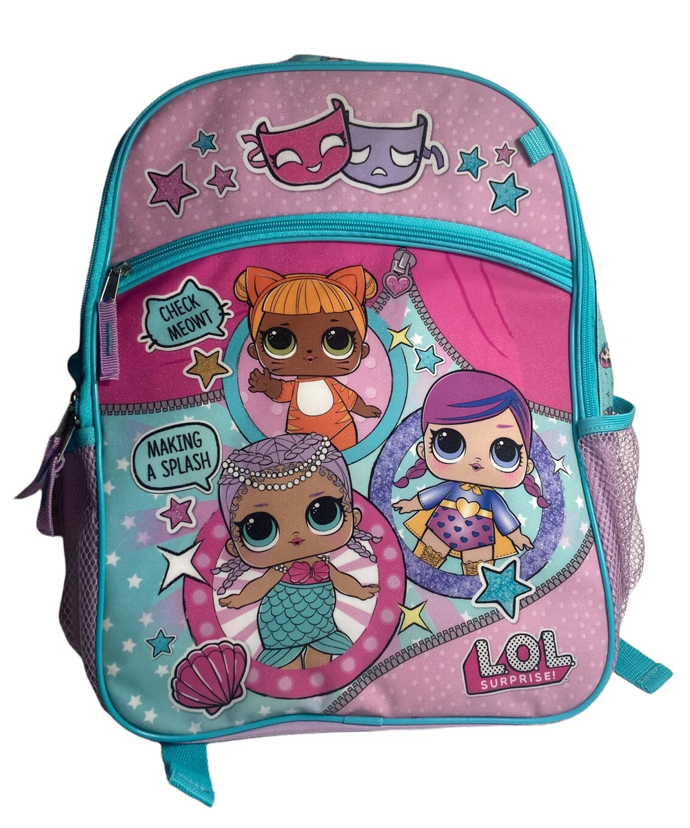 LOL Surprise Dolls School Backpack u0026 Water Bottle School Set Large  16.5”x13” New | eBay