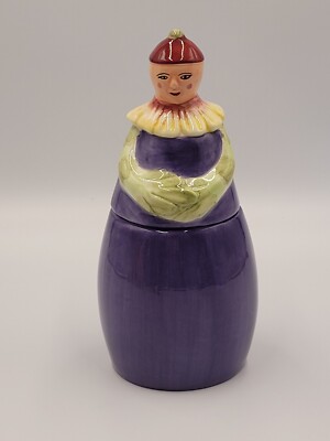 Baum Brothers Eggplant Canister Anthropomorphic Ceramic 80s Garden Kitchen 