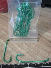 25 Size 30 Long Shank Offset Fish Hooks Turn Down Eye Green Finish