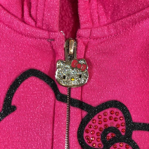Hello Kitty hoodie sweater girls 12 Pink sparkle glitter full zip - Picture 7 of 15