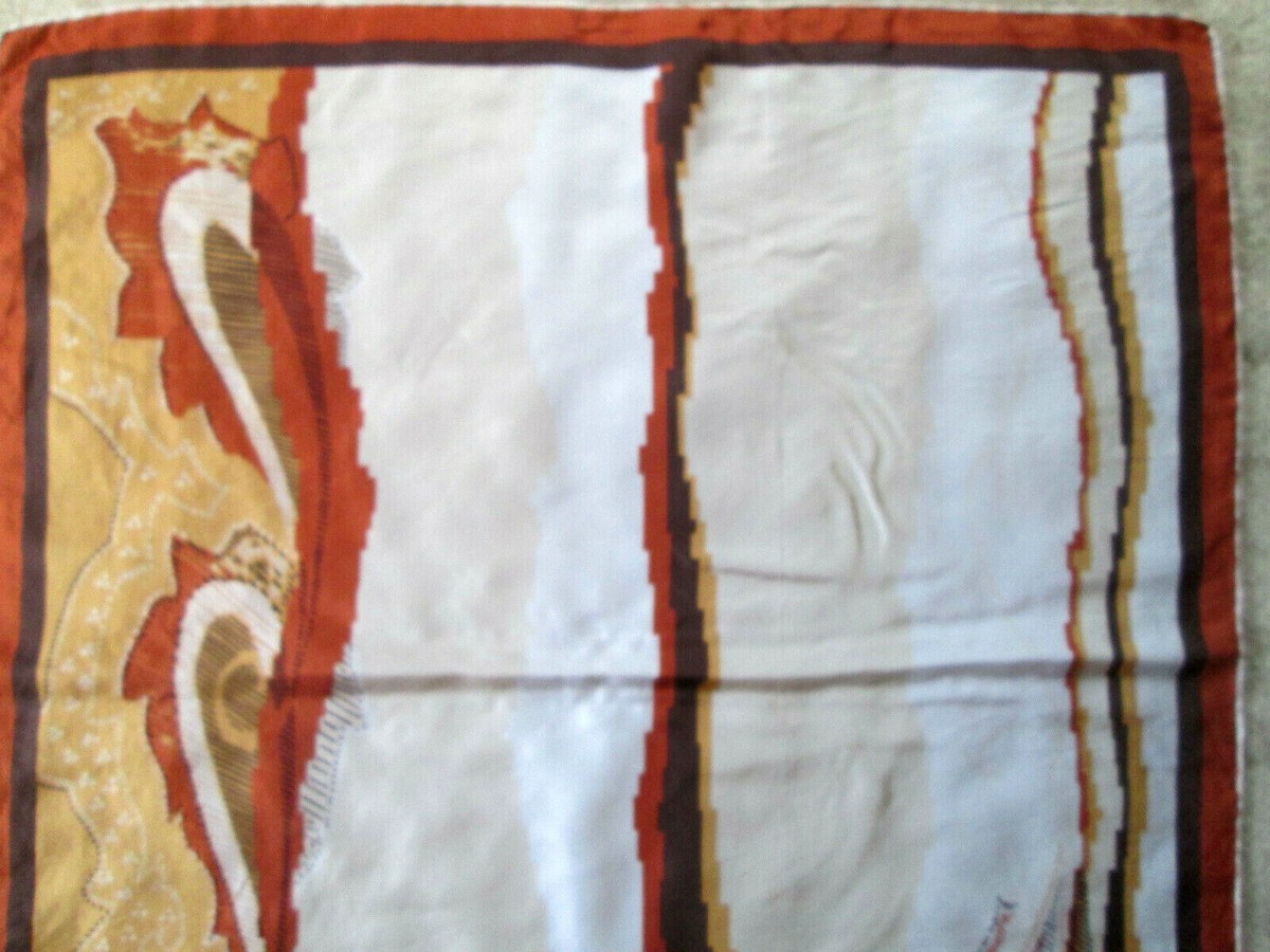 Foulard Vintage J. D'ORMONT 100% Laine - 80x80 Cm Marron - Occasion (très Bon état, Petits Trous)