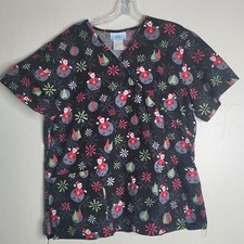 Nurse S B Scrub Size Large Santa Claus Pockets Medical Hospital Nursing