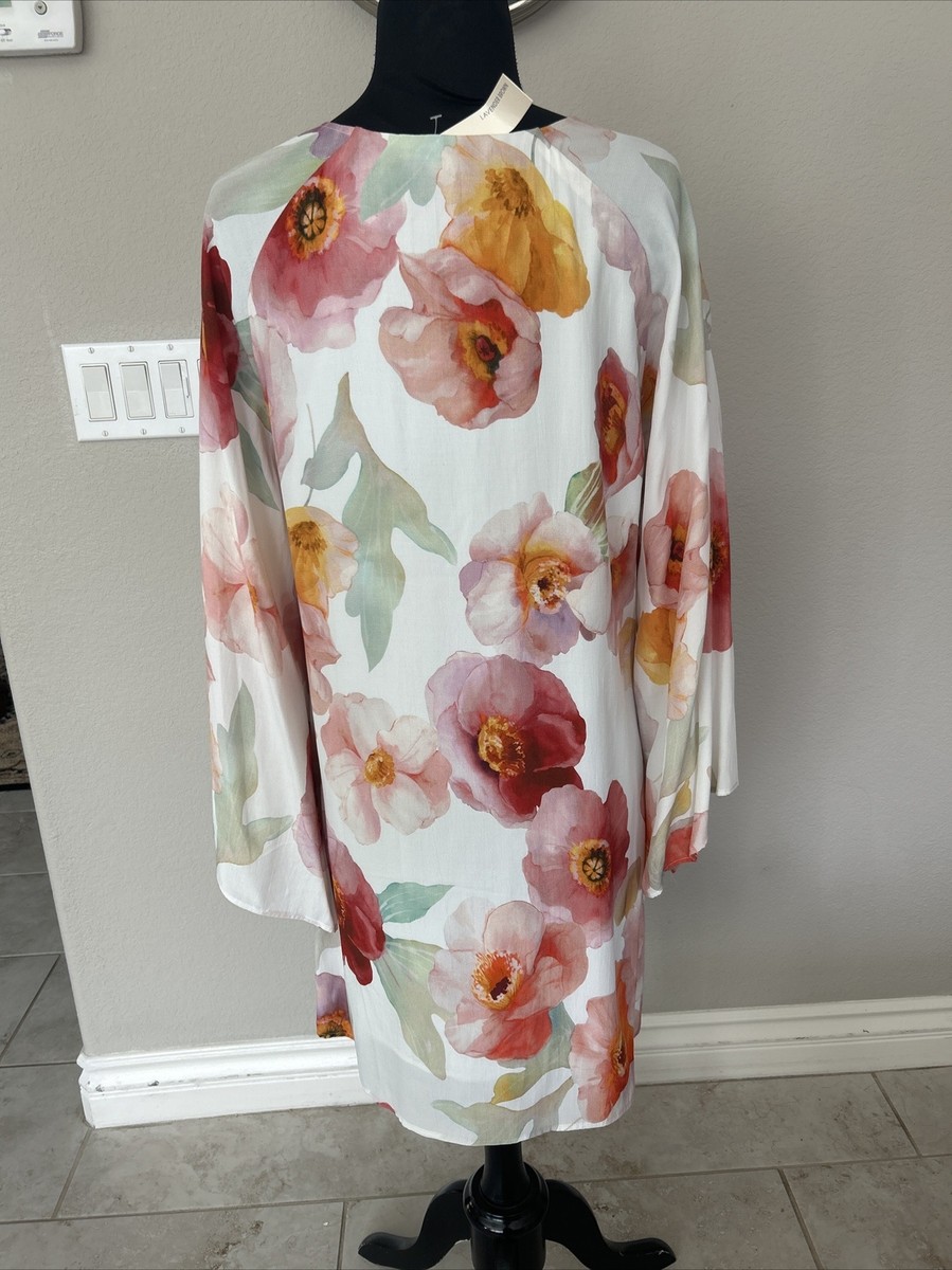 NWT Lavender Brown Colorful Silky Flowy Floral Resort Mini Shift Dress S  $228 | eBay