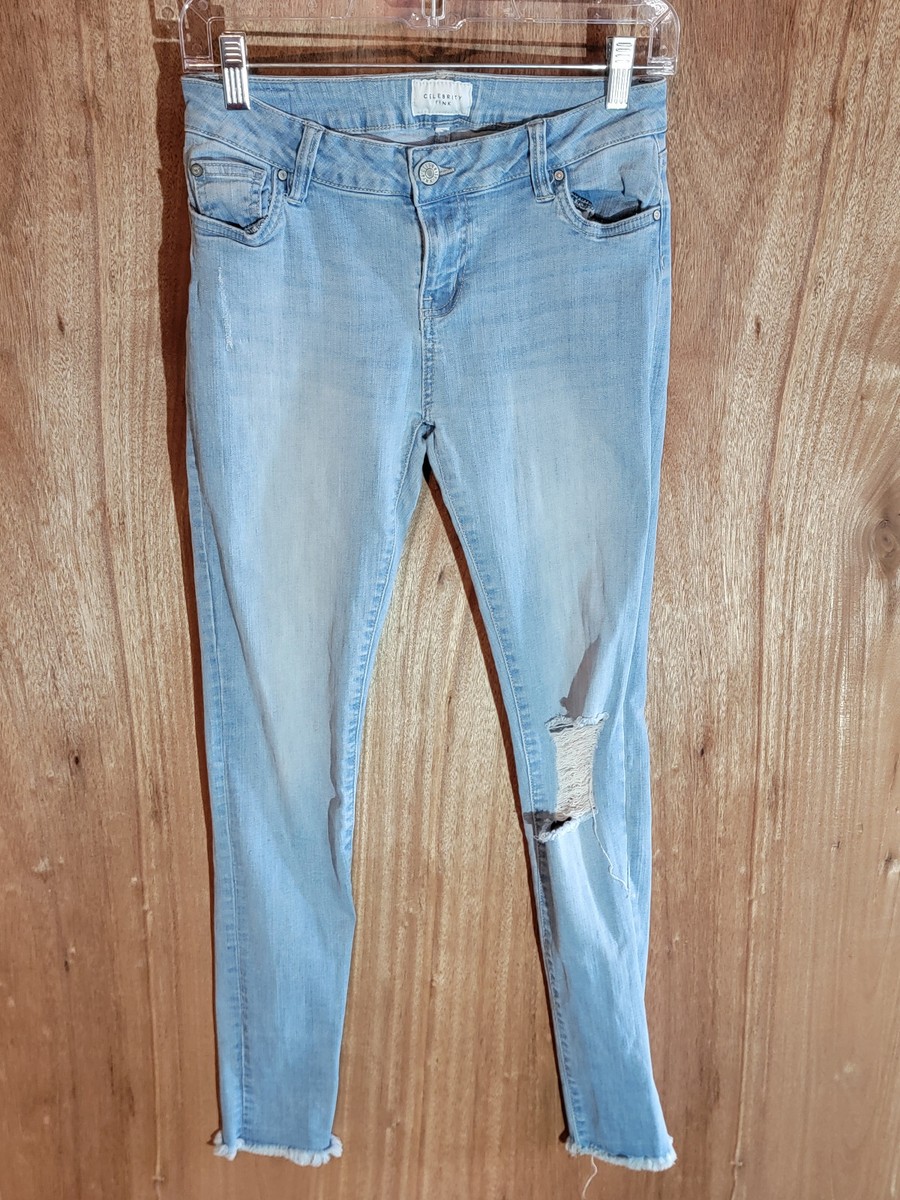 celebrity pink jeans womens skinny raw hem distressed stretch