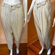 vintage 1980s/1990s natural linen blend mid rise tapered trousers women  s size 8