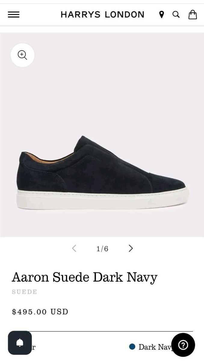Harry\'s Of London Men\'s Aaron Suede Dark Navy Size 44.5/11.5 Harry main image 3
