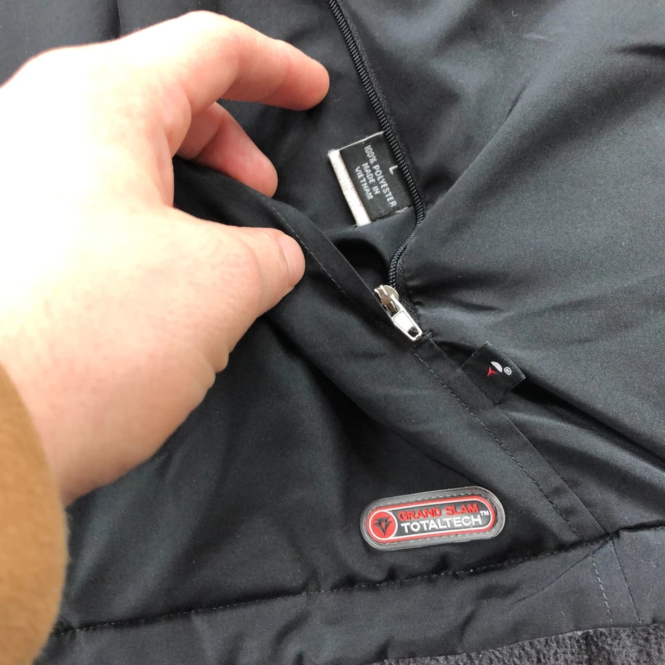 Chaleco Grand Slam Hombre Grande Negro Gris Cortavientos Reversible Golf Golf Golf Foto 4 de 4