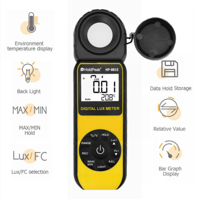 Handheld Illuminance Meter 300,000 Lux Photometer Digital Light Meter Luxmeter