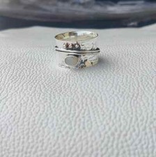 925 Sterling Silver Moonstone Spinner Ring Handmade Women Jewelry For Her B 1