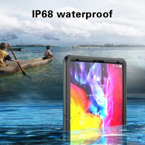 For iPad Pro 4th Gen 12.9 2020 Case Waterproof Shockproof Heavy Duty Stand Cover