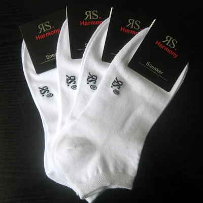 4 Paire de Chaussettes Basket Harmony Chaussons Avec Coton Blanc Tailles 35 À 42 - Photo 1/2